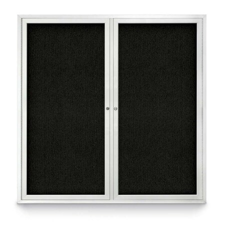 United Visual Products Sliding Door Indoor Enclosed Corkboard, 9 UV9029ACSH-BLACK-ULTMAR